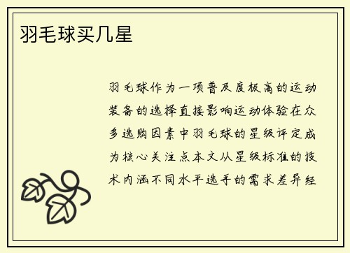 羽毛球买几星